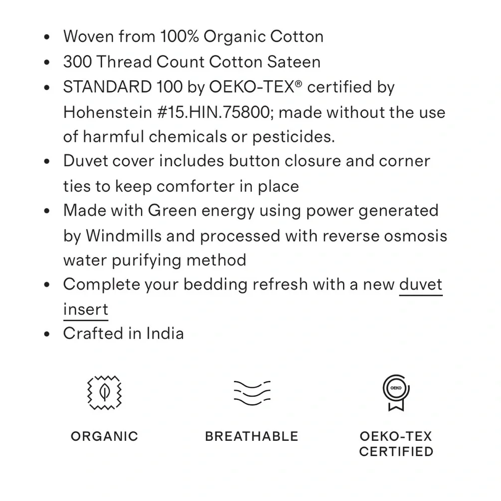 QUINCE Luxury Organic Sateen Duvet Cover Windowpane King Cal King